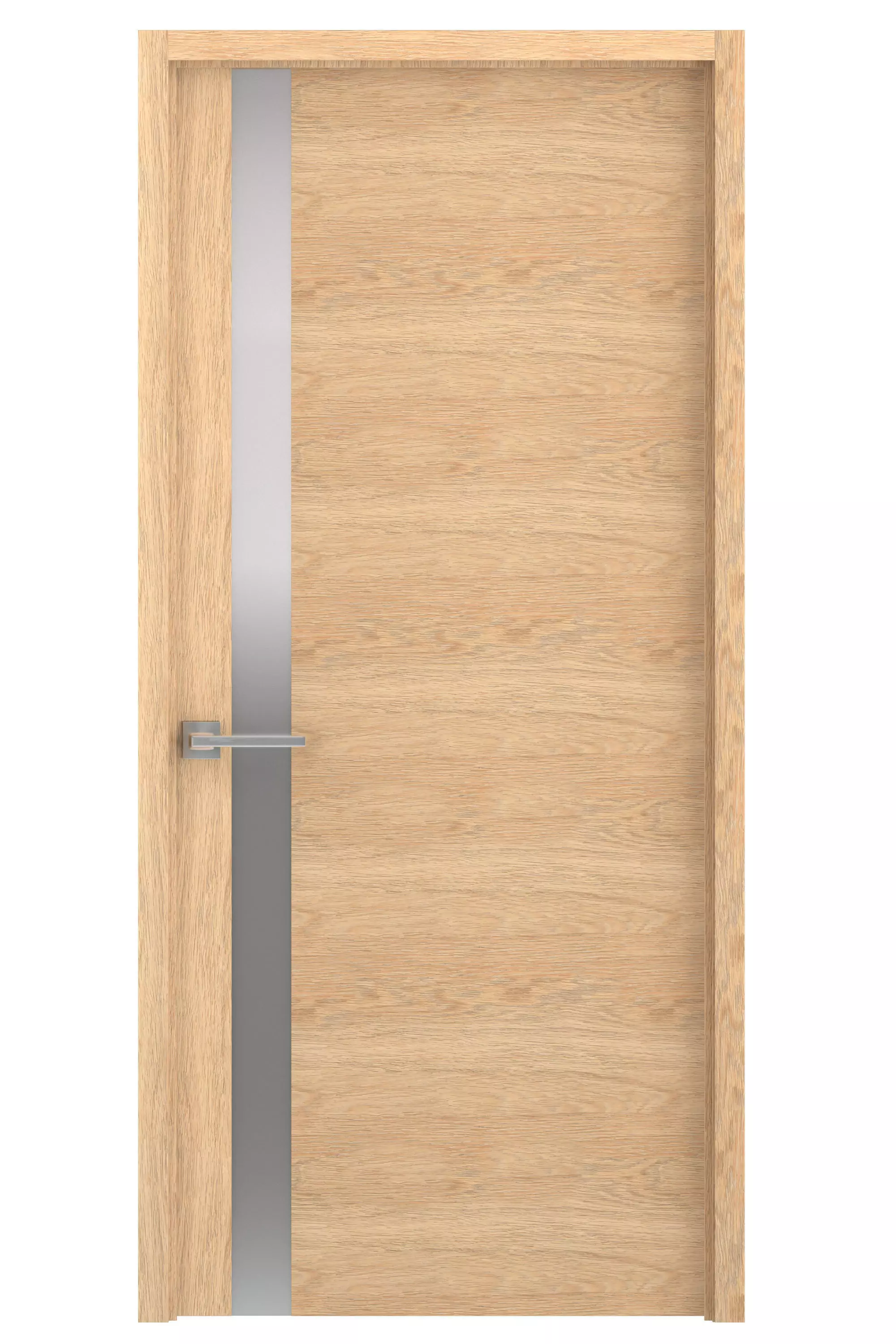Door-018 modern door with wooden frame and stainless steel ha... 3D model_0