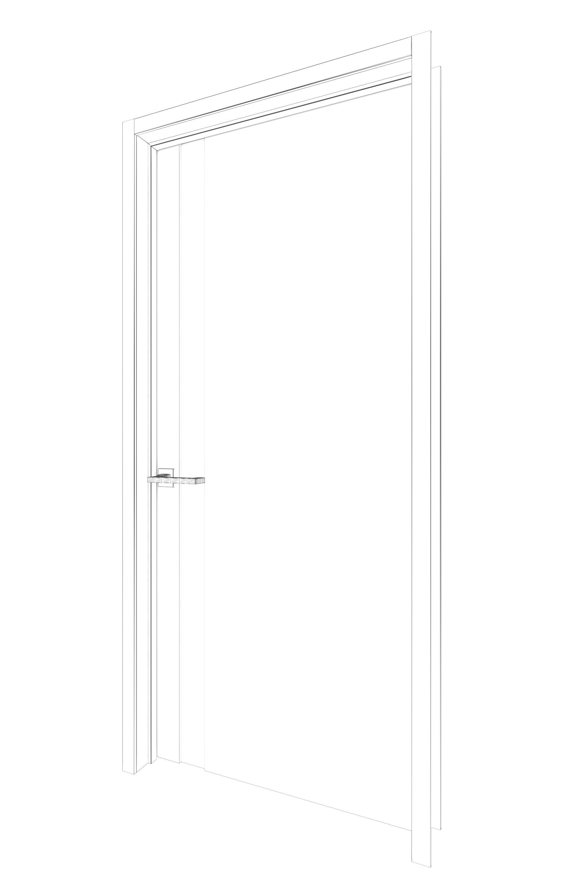 Door-018 modern door with wooden frame and stainless steel ha... 3D model_5