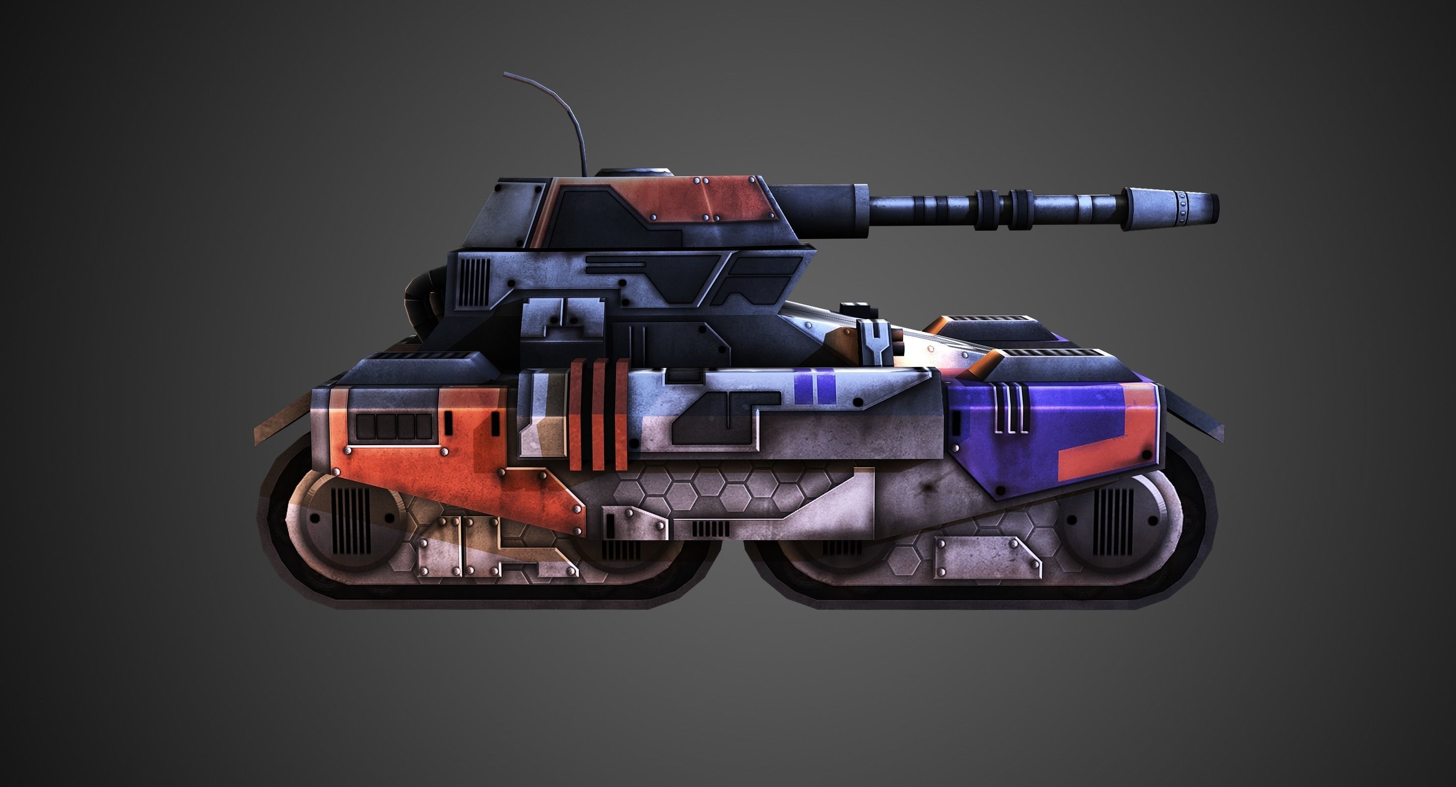 Low poly Future Tank Low-poly 3D model_6