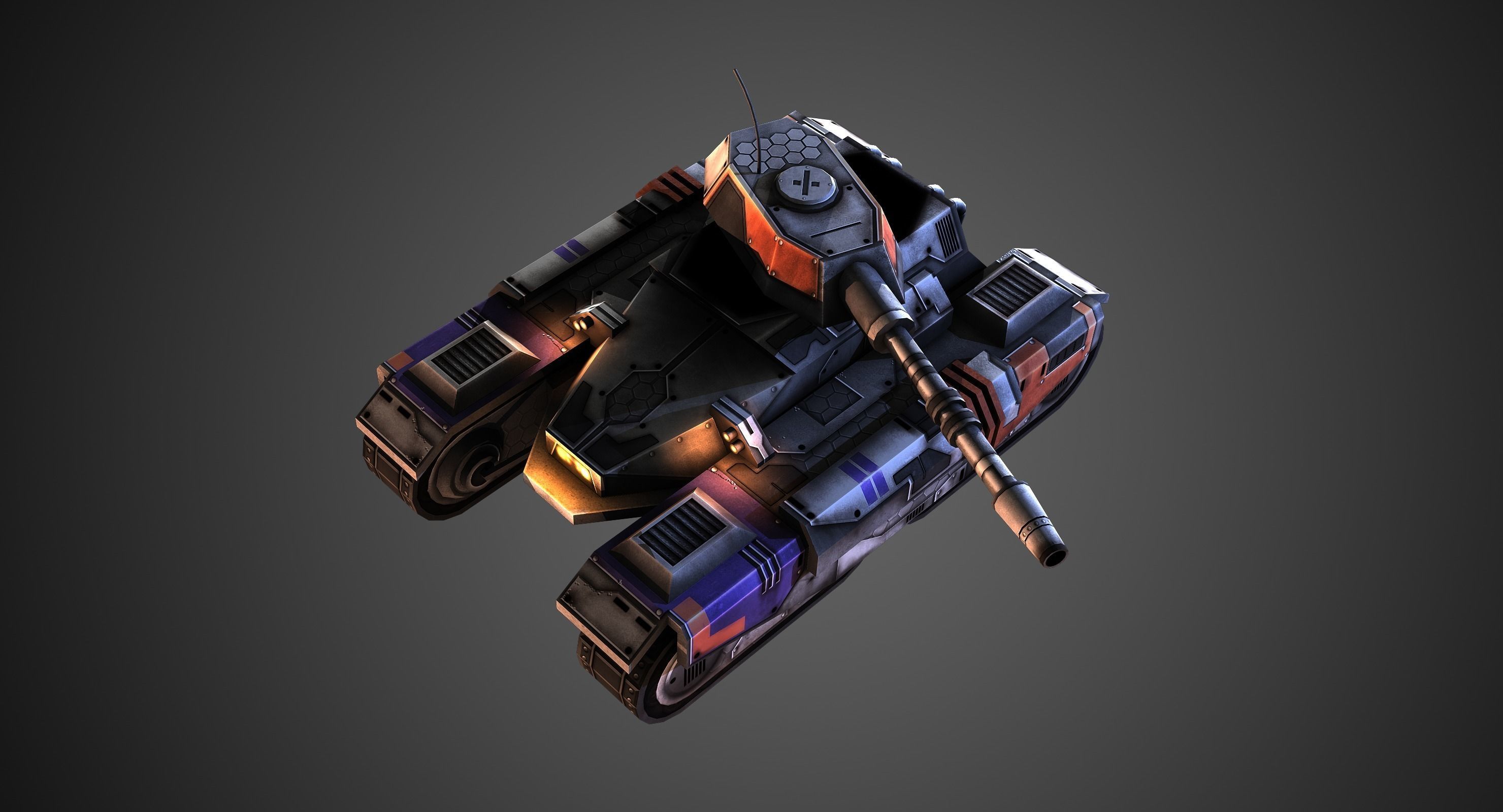 Low poly Future Tank Low-poly 3D model_3