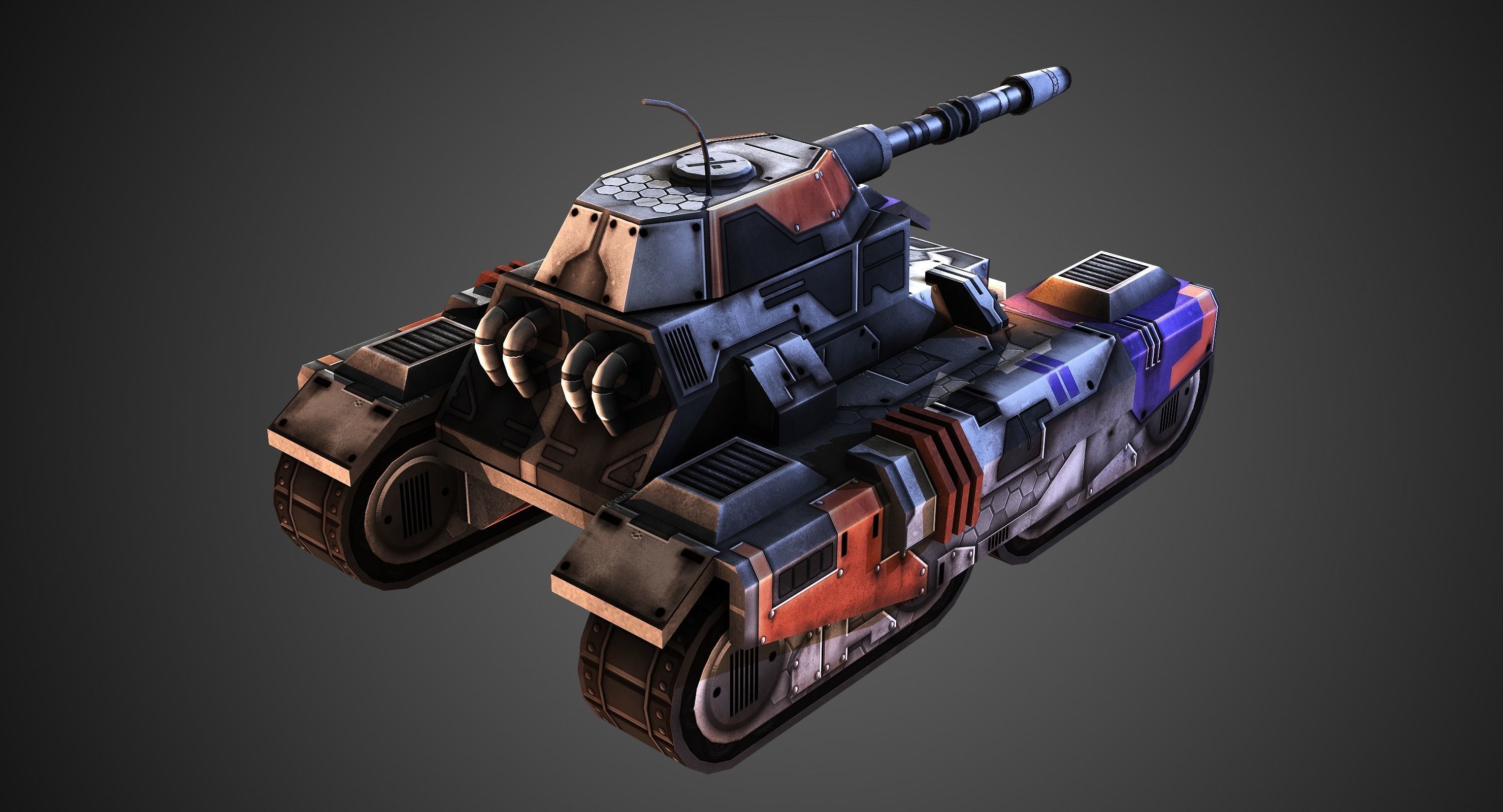 Low poly Future Tank Low-poly 3D model_4