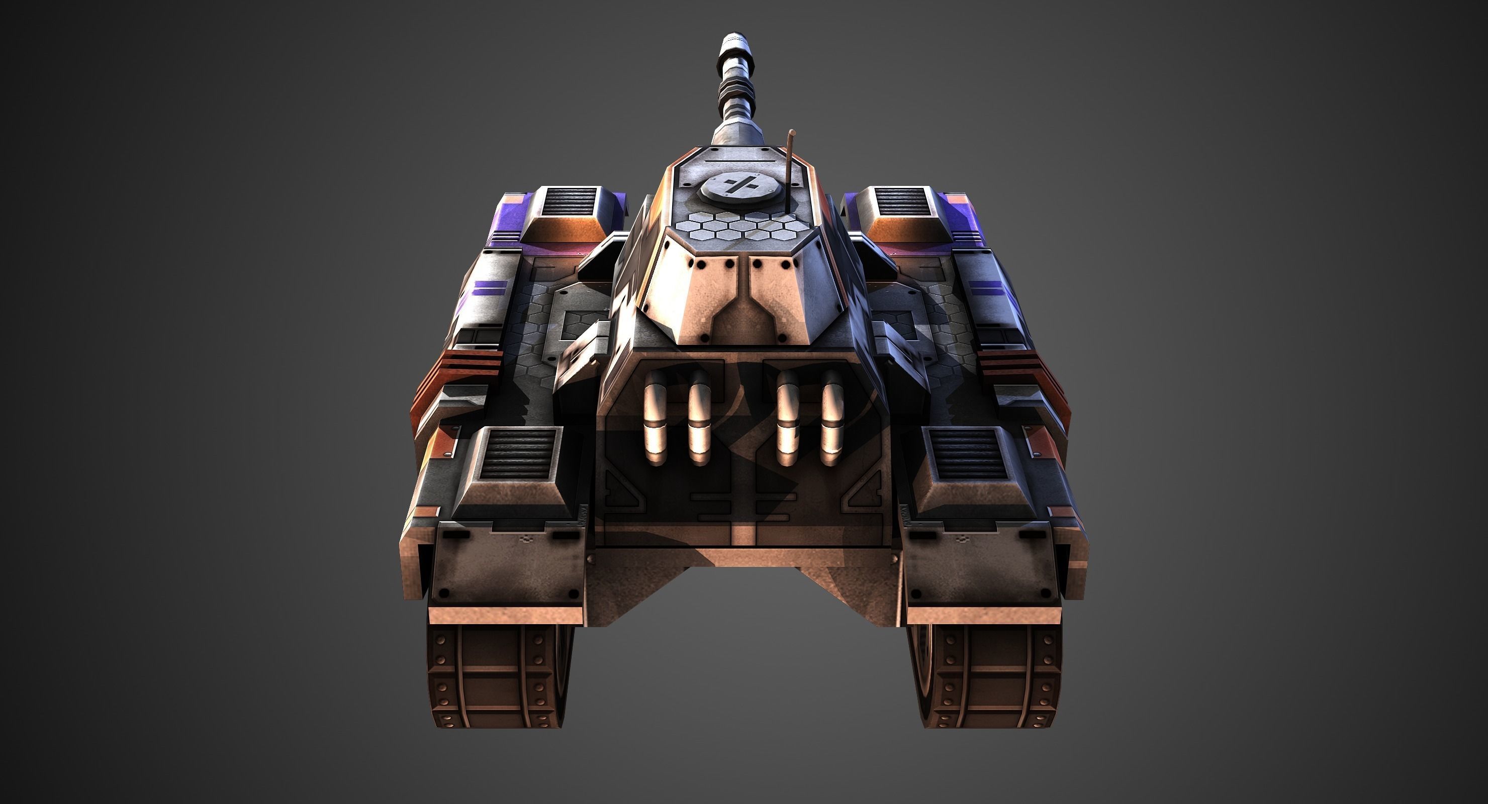 Low poly Future Tank Low-poly 3D model_5