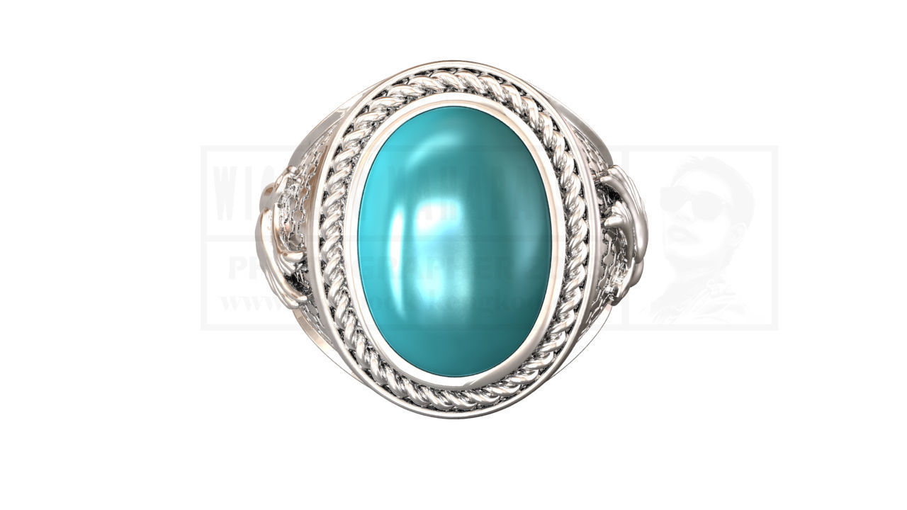 kengkod44v2 turquoise stone ring in rose gold 3D print model_5