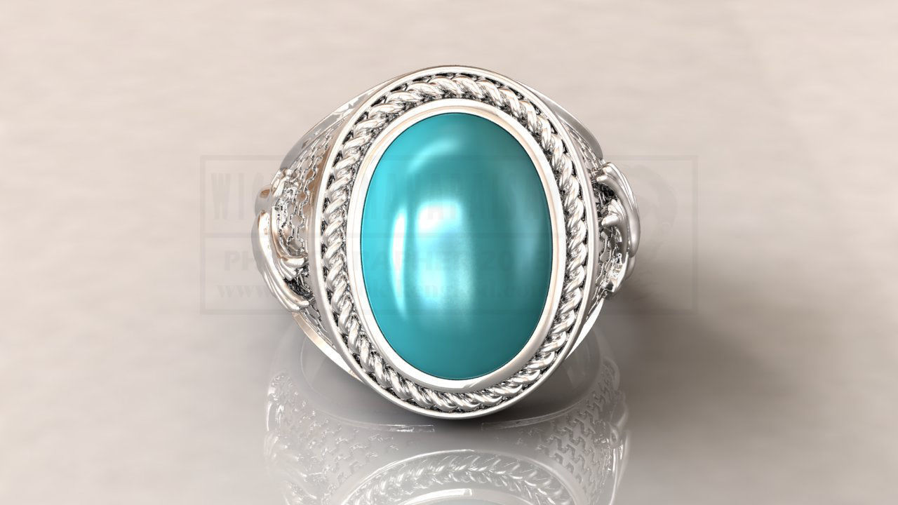 kengkod44v2 turquoise stone ring in rose gold 3D print model_4