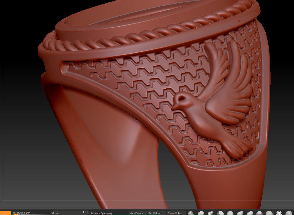 kengkod44v2 turquoise stone ring in rose gold 3D print model_7