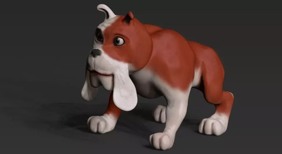 Cartoon bulldog Low-poly 3D model_0