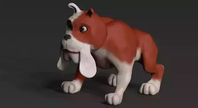 Cartoon bulldog Low-poly 3D model  Cartoon bulldog Low-poly 3D model