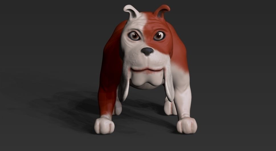 Cartoon bulldog Low-poly 3D model_6
