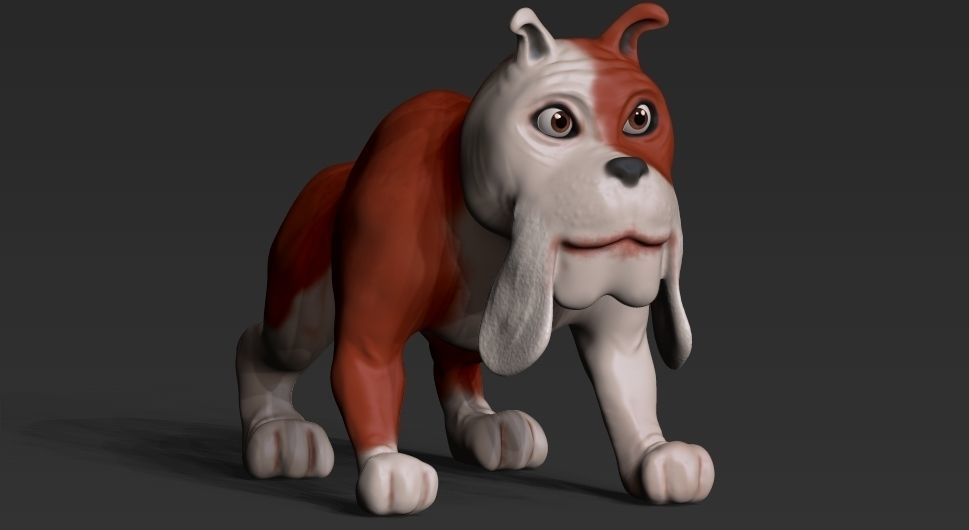 Cartoon bulldog Low-poly 3D model_2