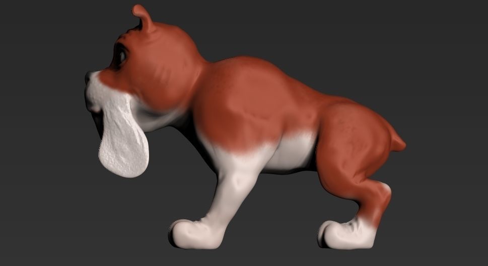 Cartoon bulldog Low-poly 3D model_3