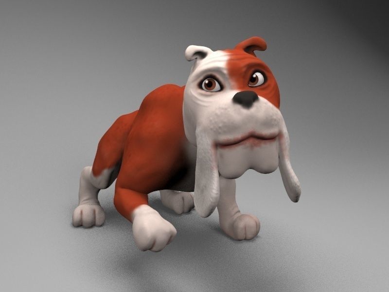 Cartoon bulldog Low-poly 3D model_8