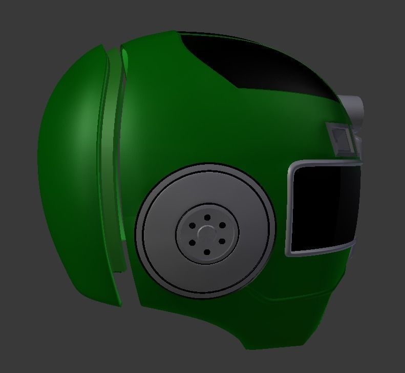 power rangers turbo green ranger helmet stl file 3D print model_1