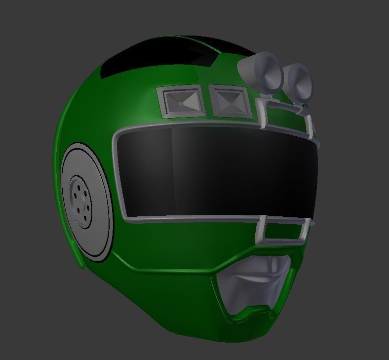 power rangers turbo green ranger helmet stl file 3D print model_0