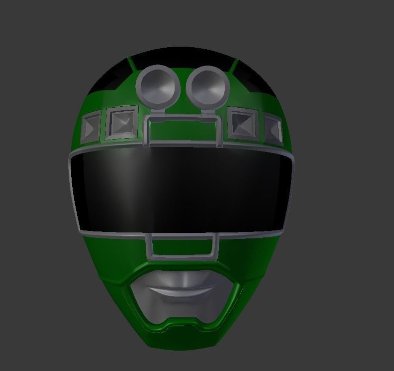 power rangers turbo green ranger helmet stl file 3D print model_2