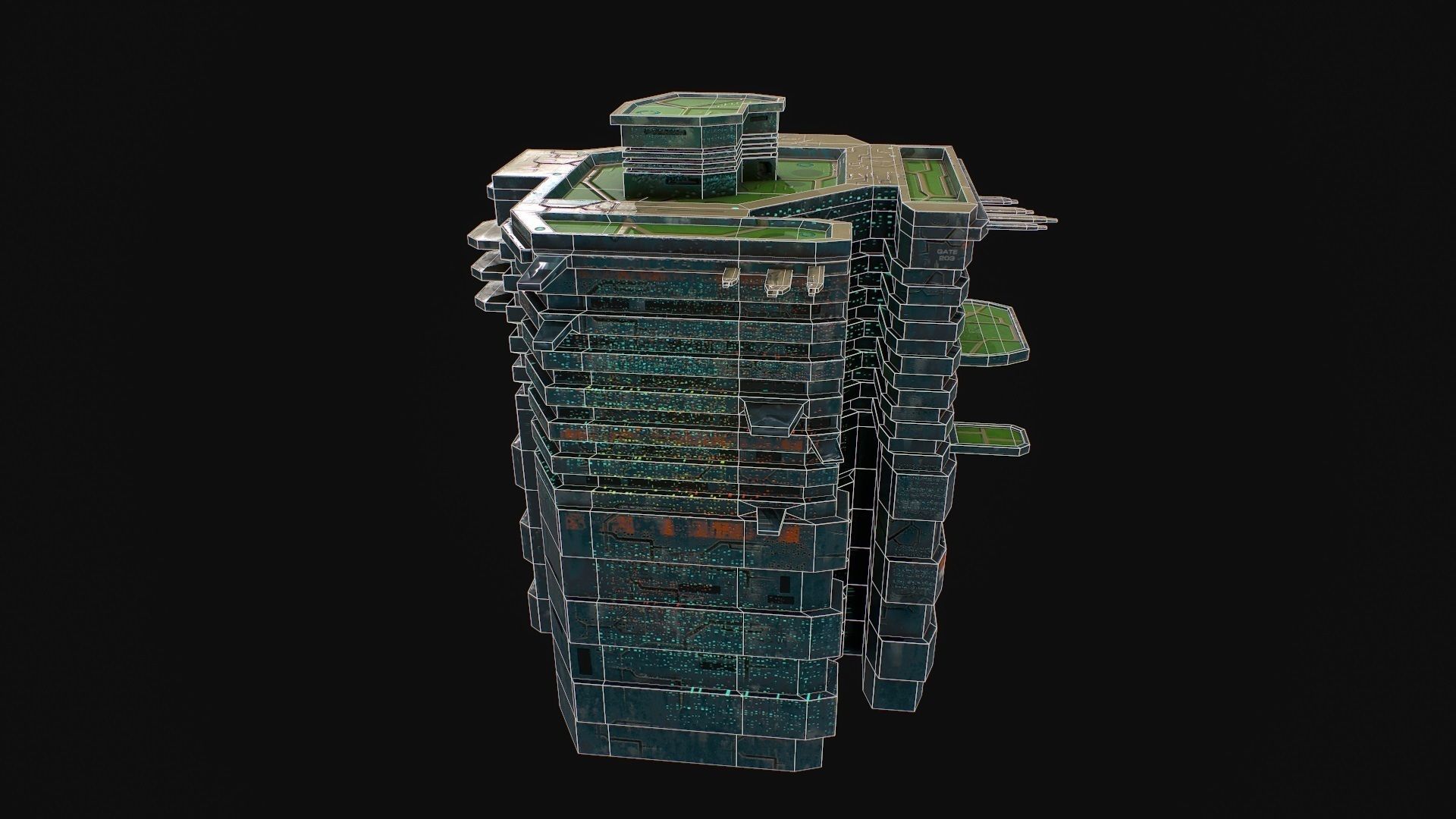 3D model Low poly space port sci fi building VR / AR / low-poly | CGTrader