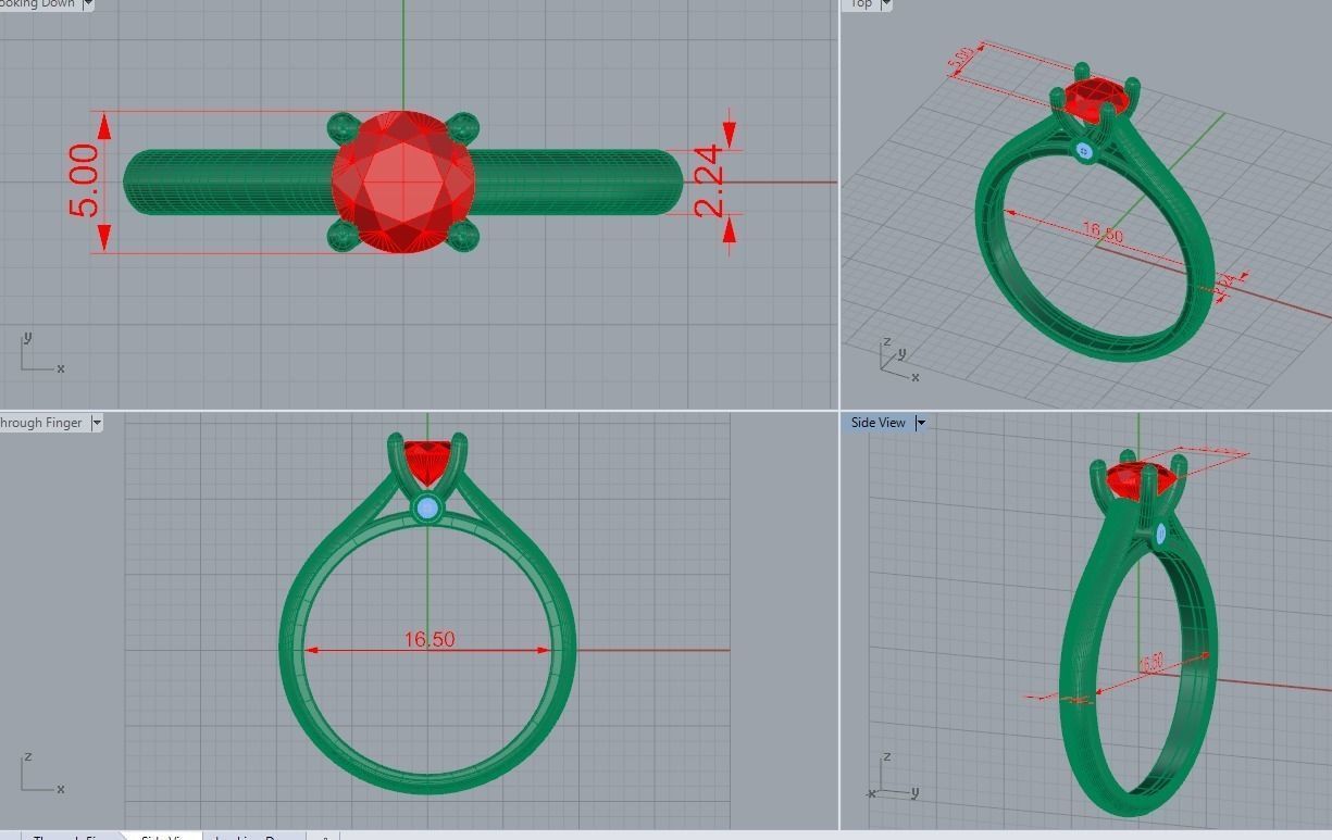 Engagement ring 5 mm diamond 3D print model_3