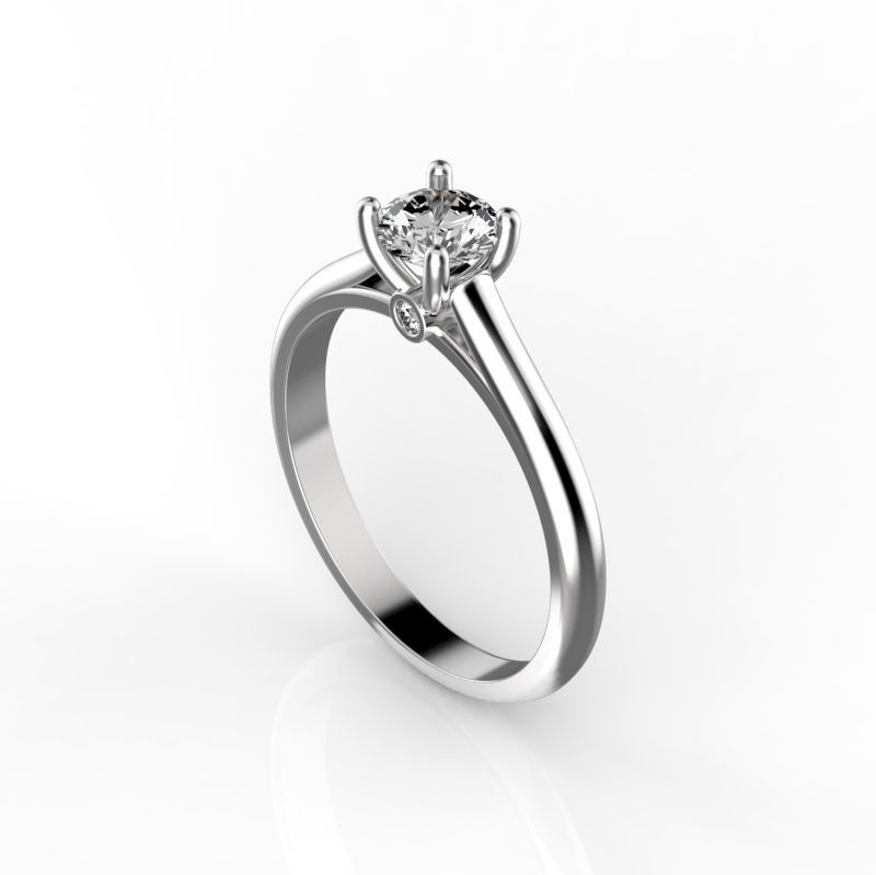 Engagement ring 5 mm diamond 3D print model_1