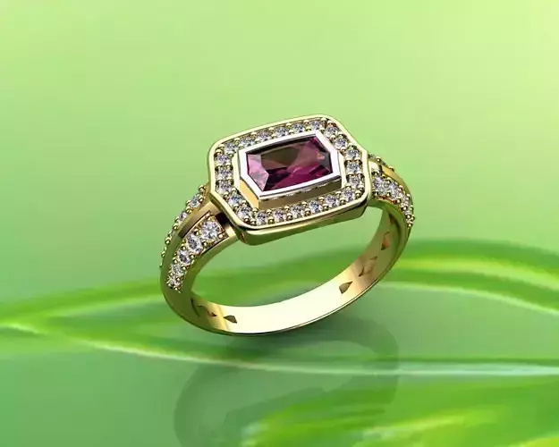 Pink Sapphire and Diamond Ring in 18k