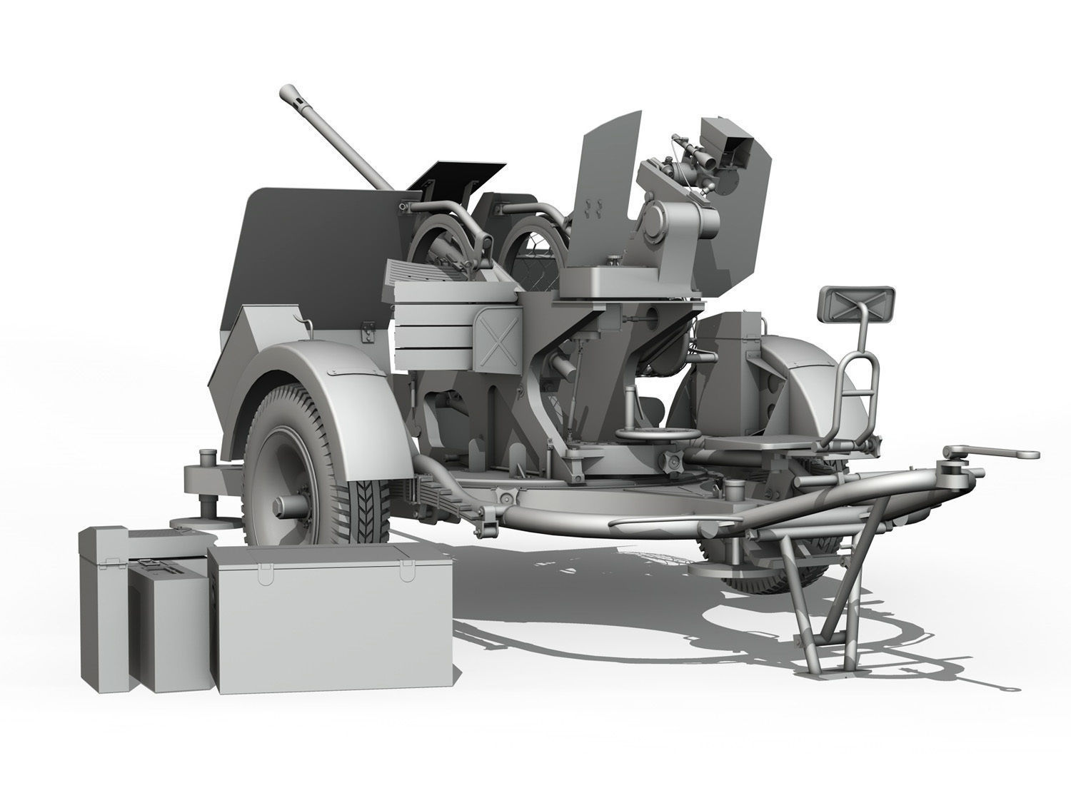 2cm Flak 38 with SD AH 51 - Trailer 3D model_3