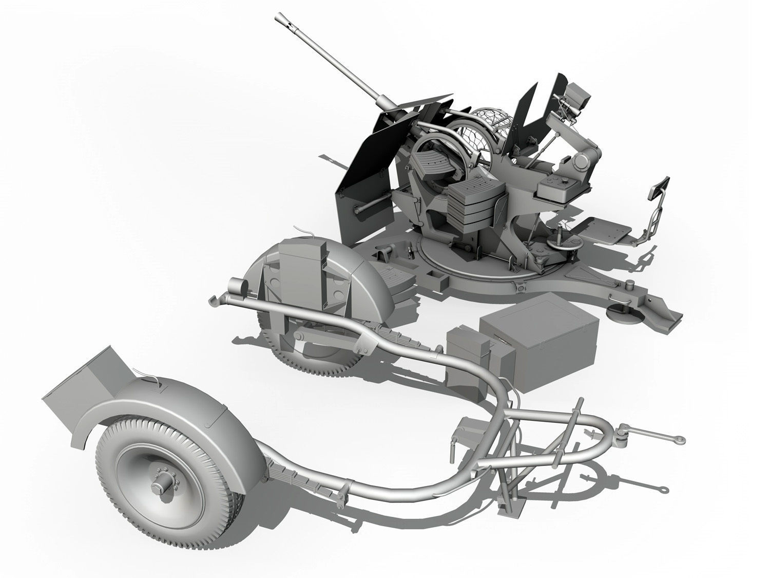 2cm Flak 38 with SD AH 51 - Trailer 3D model_6