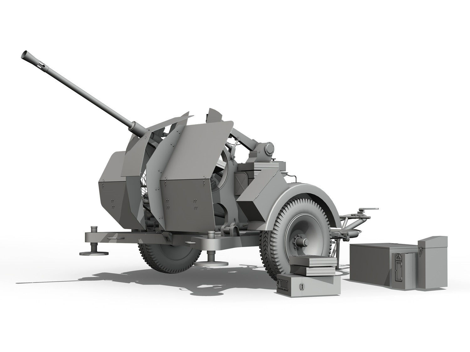2cm Flak 38 with SD AH 51 - Trailer 3D model_1