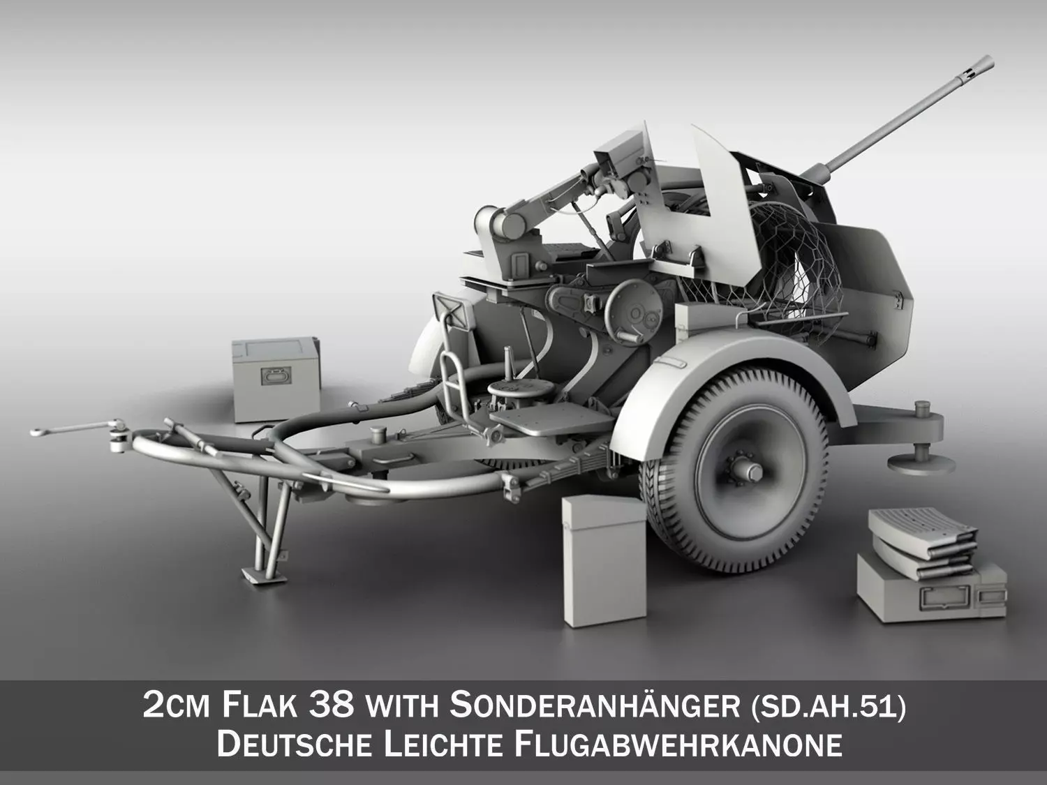 2cm Flak 38 with SD AH 51 - Trailer 3D model_0