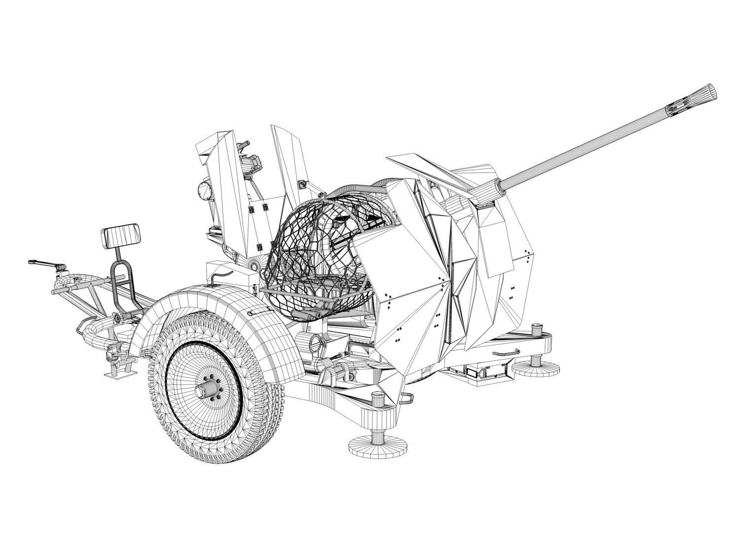 2cm Flak 38 with SD AH 51 - Trailer 3D model_11