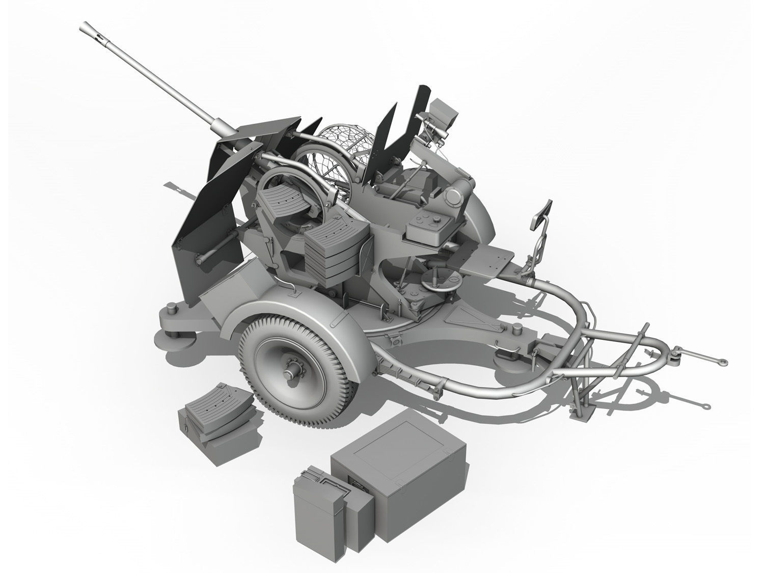 2cm Flak 38 with SD AH 51 - Trailer 3D model_2