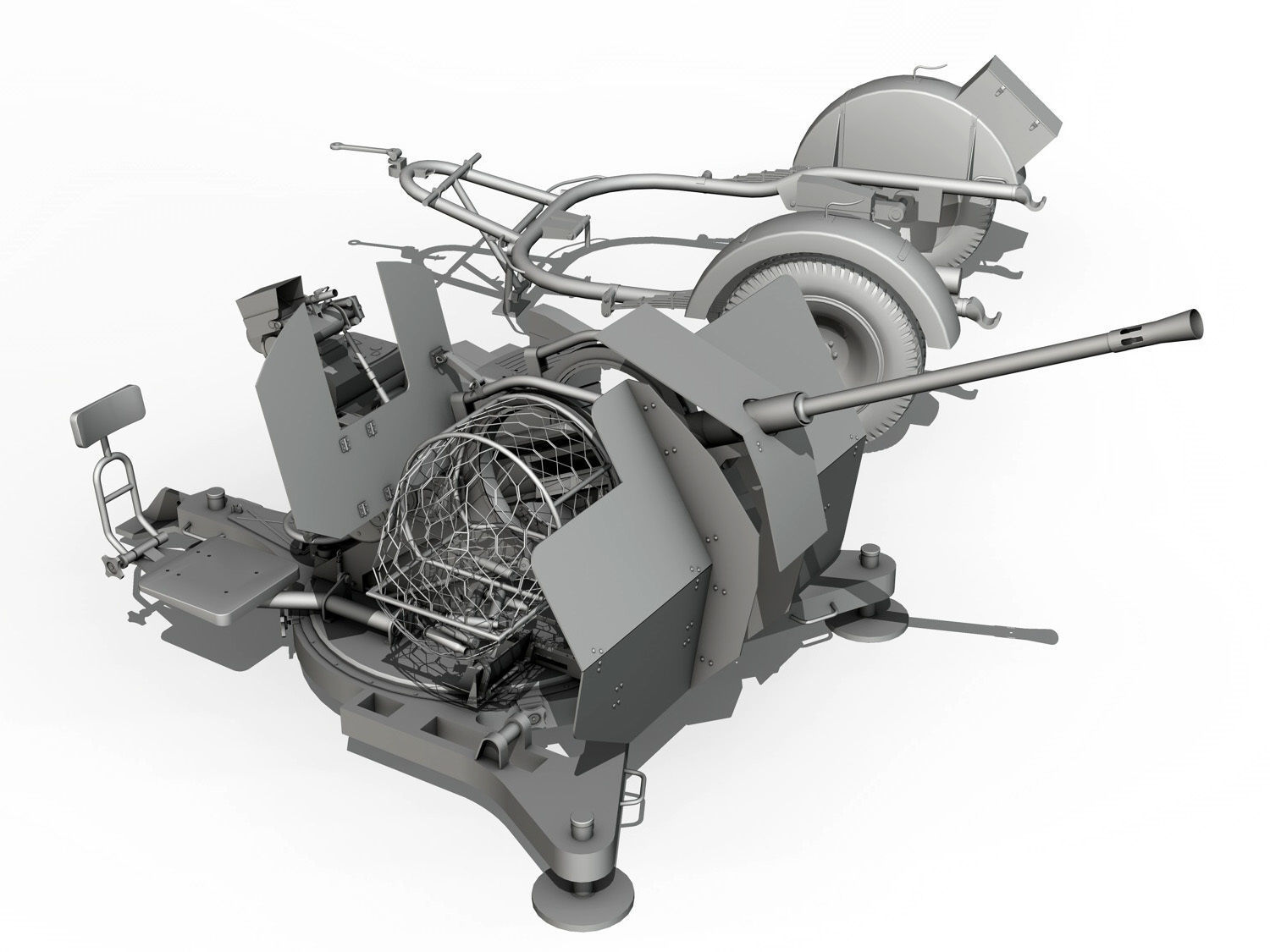 2cm Flak 38 with SD AH 51 - Trailer 3D model_7