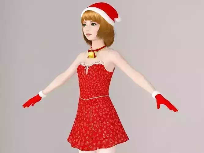  T pose nonrigged model of  Lolita in Christmas costume