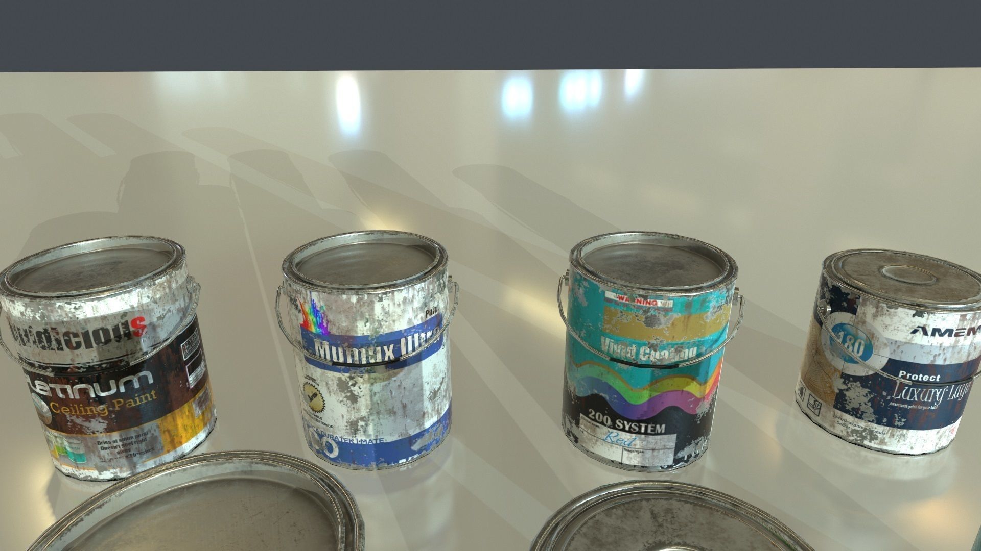 Old Paint Cans Low-poly 3D model_2