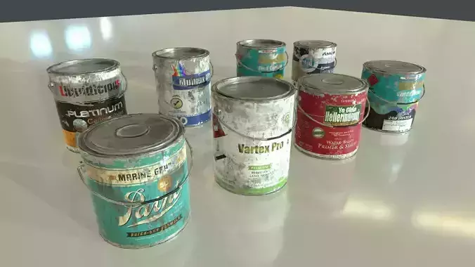 Old Paint Cans Low-poly 3D model Old Paint Cans Low-poly 3D model