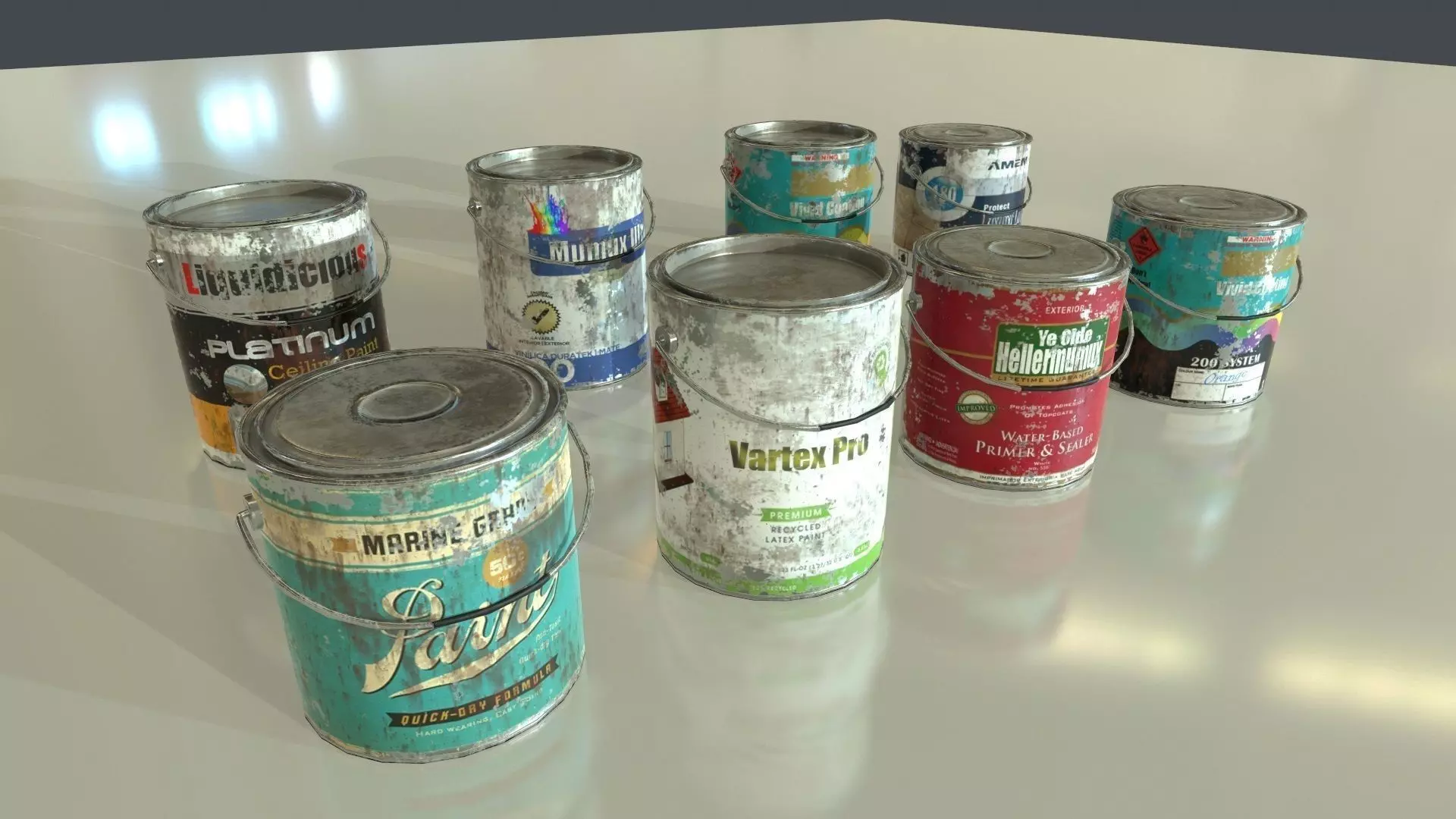 Old Paint Cans Low-poly 3D model_0