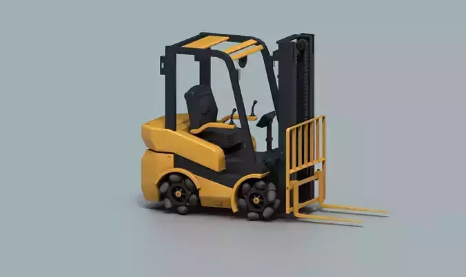 Rigged Forklift with Mecanum Wheels