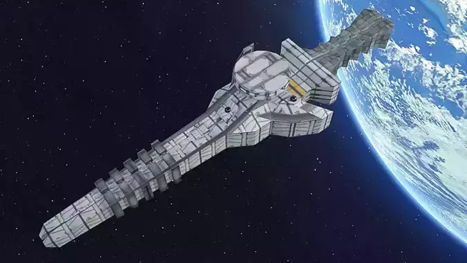 Spaceship in outer space Free low-poly 3D model