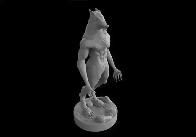 Wolfman statue of wolf