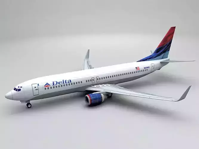 Boeing 737-800 NG Airliner - Delta Airlines  Low-poly 3D model