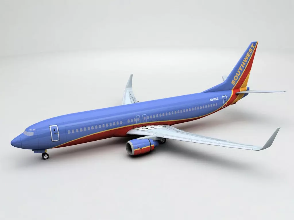 Boeing 737-800 NG Airliner - Southwest Airlines Low-poly 3D model