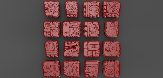 Mayan Symbols Low-poly 3D model