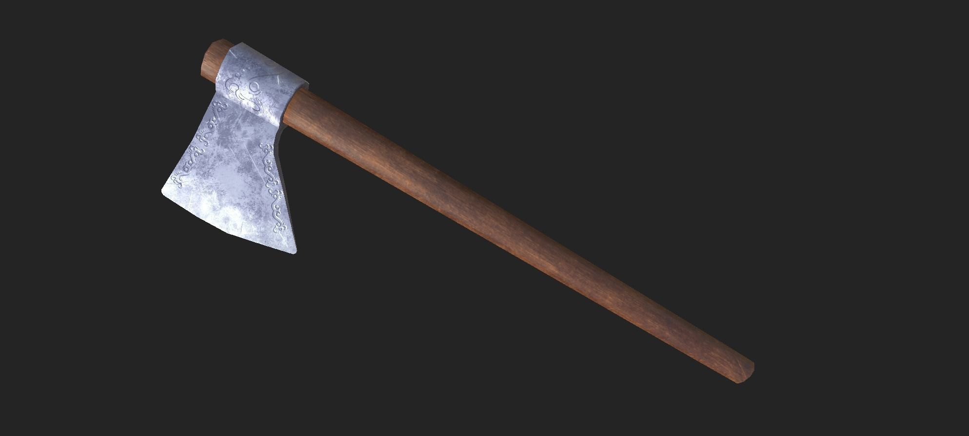 Realistic Medieval Axe Low-poly 3D model_0
