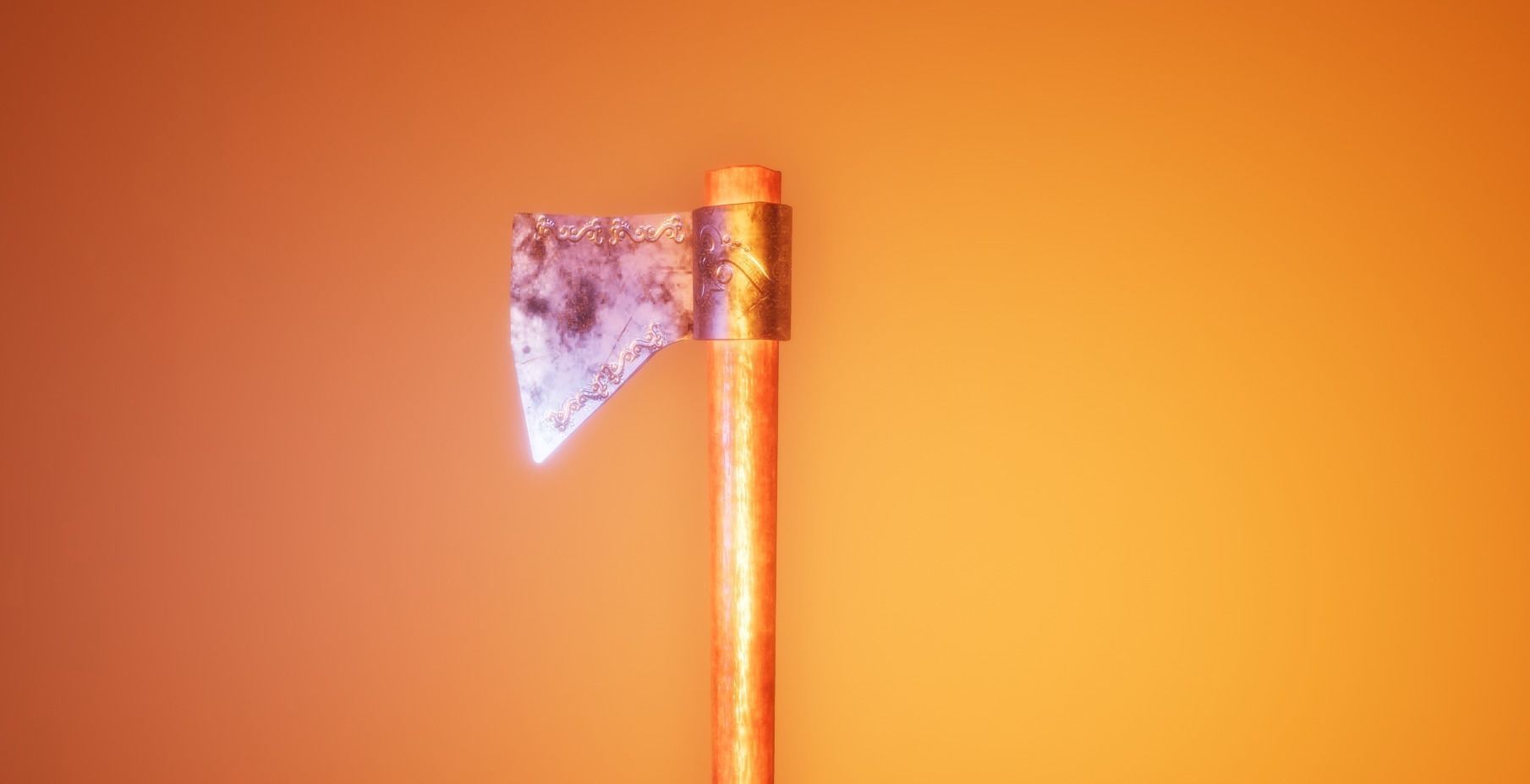 Realistic Medieval Axe Low-poly 3D model_4
