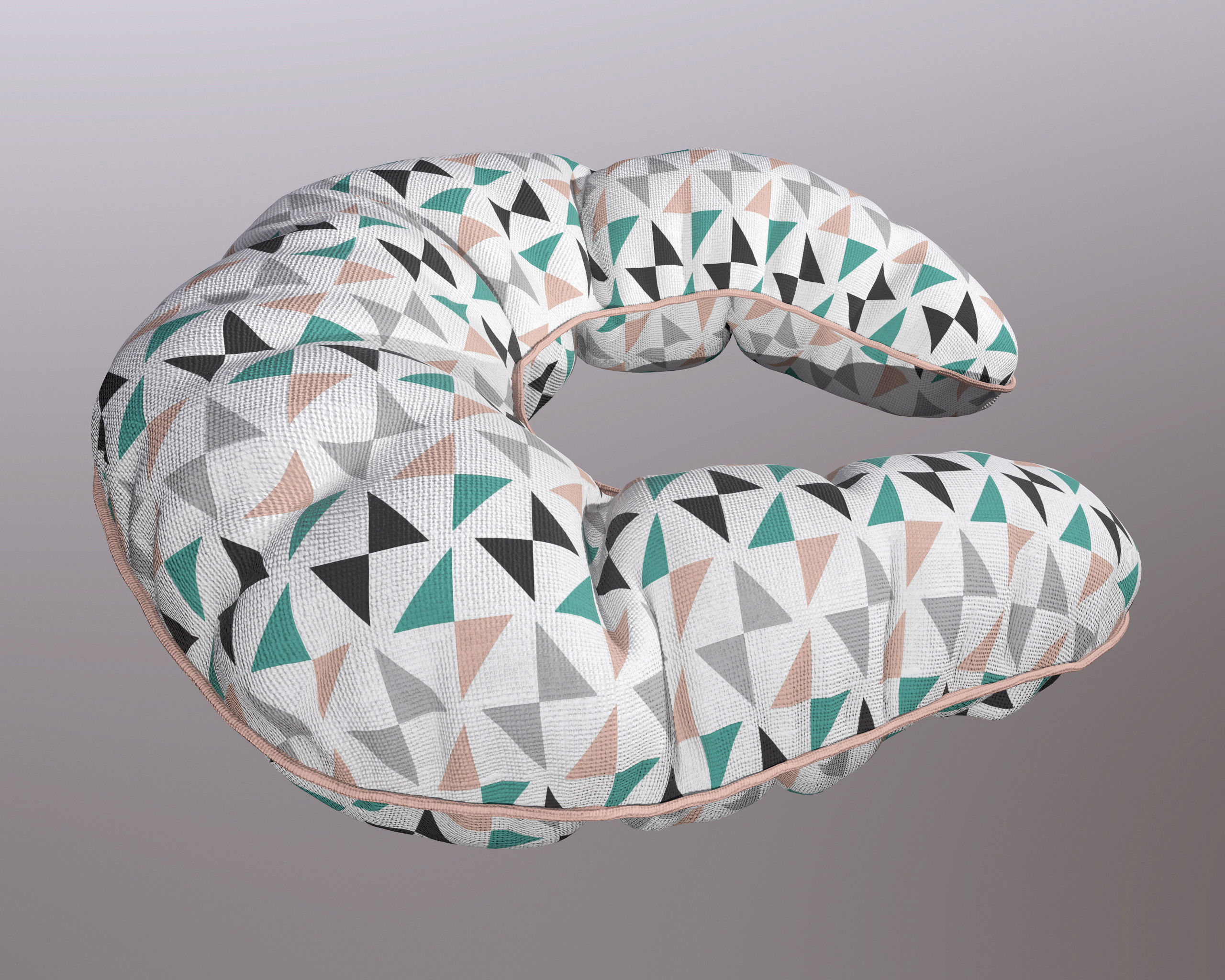 Neck Pillow - Triangles pattern 3D model_7
