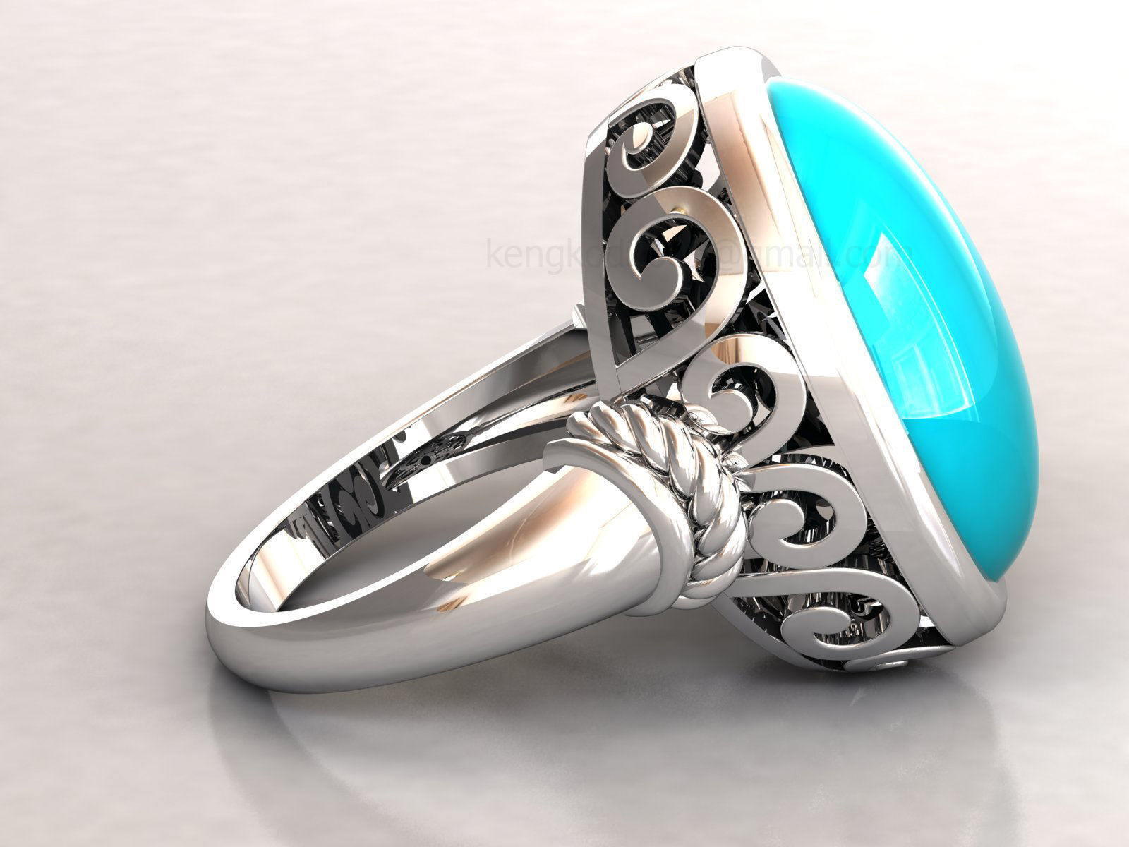 kengkod45 gold ring with ornate design 3D print model_5