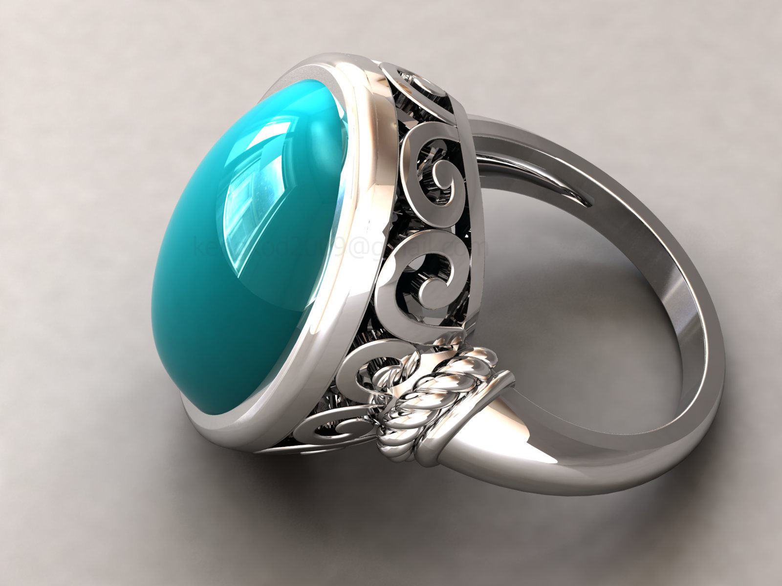 kengkod45 gold ring with ornate design 3D print model_8