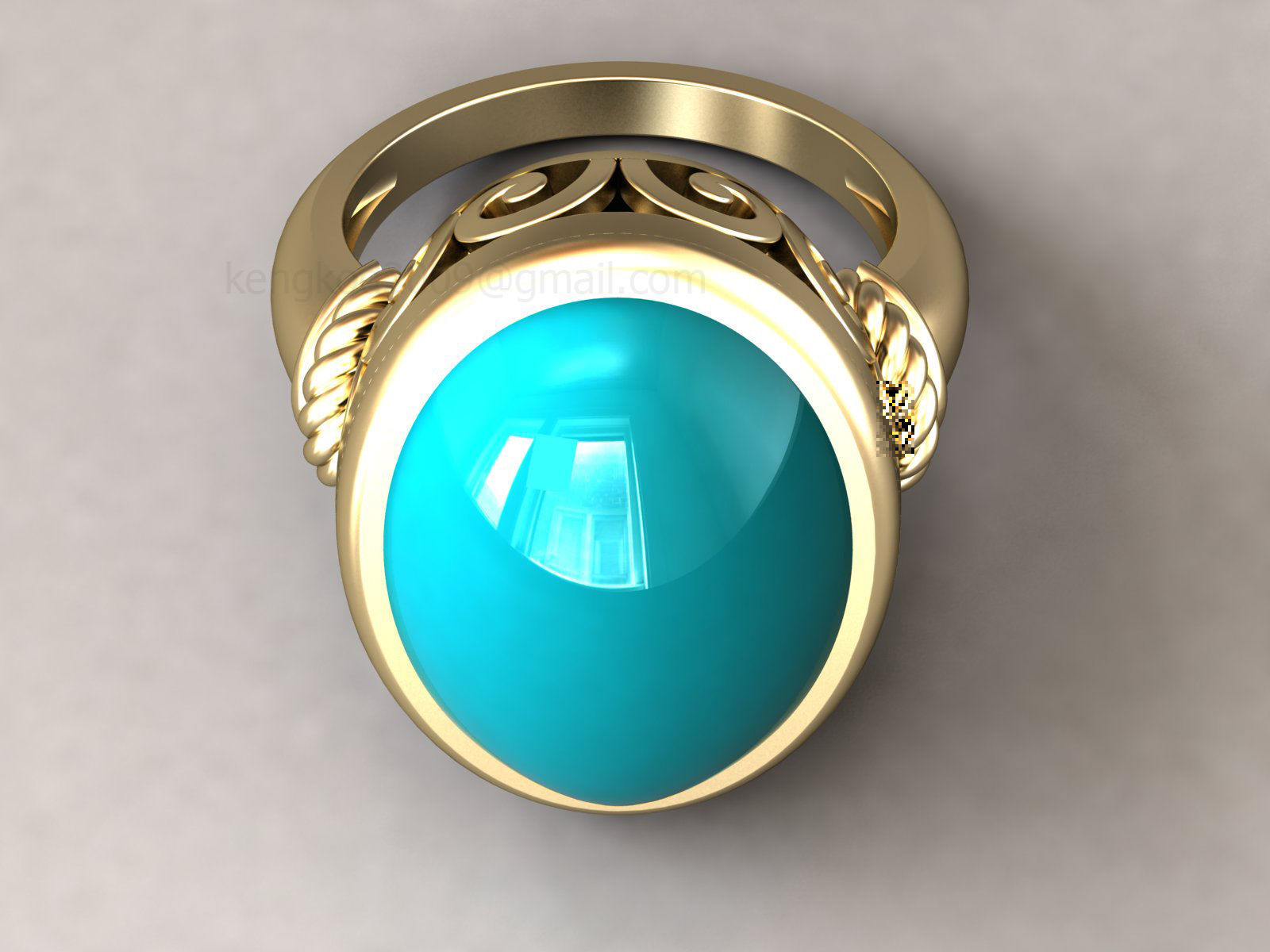 kengkod45 gold ring with ornate design 3D print model_1