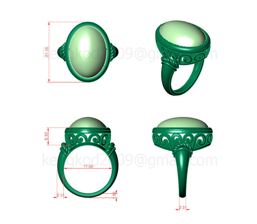 kengkod45 gold ring with ornate design 3D print model_12