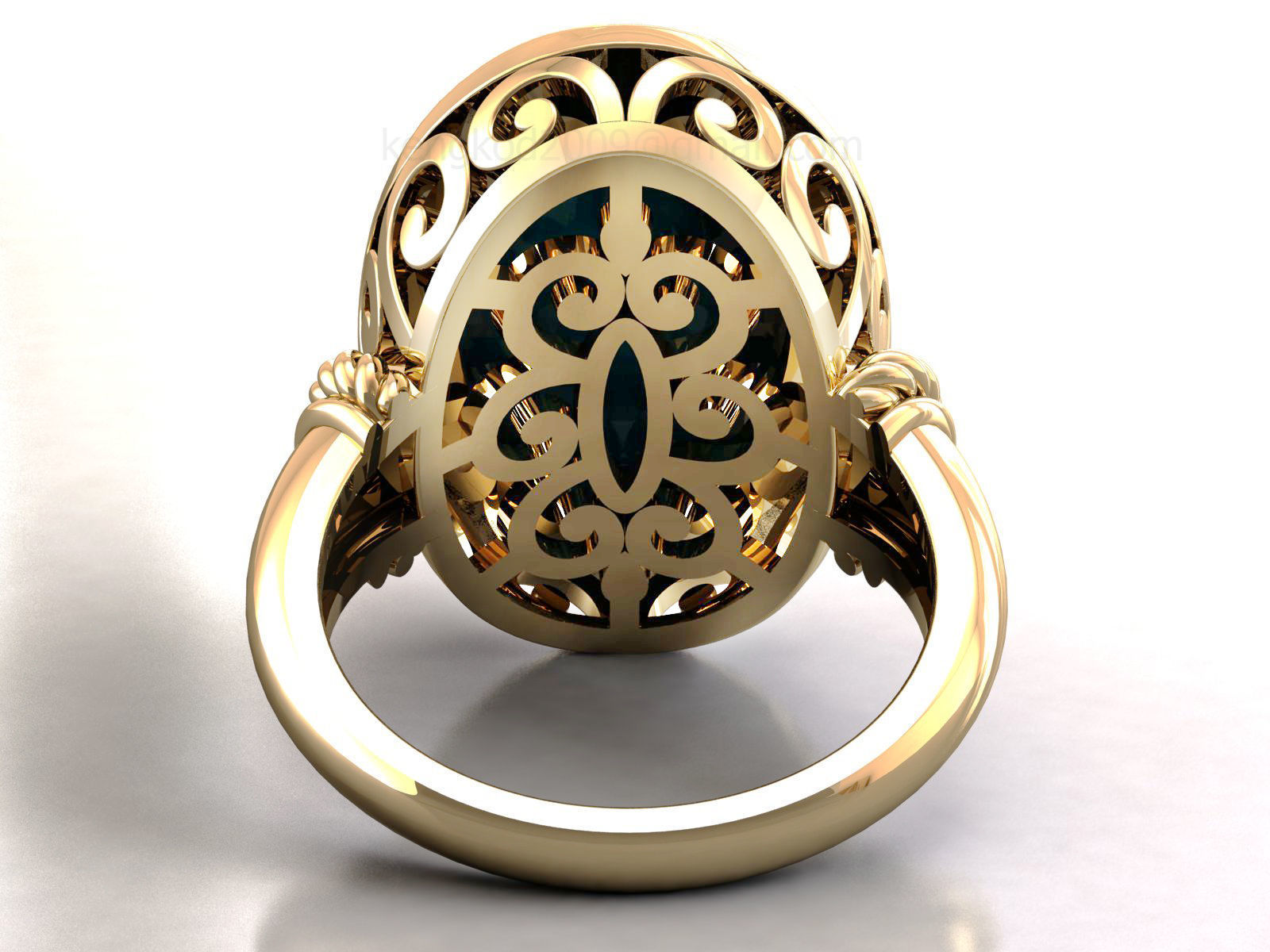 kengkod45 gold ring with ornate design 3D print model_3