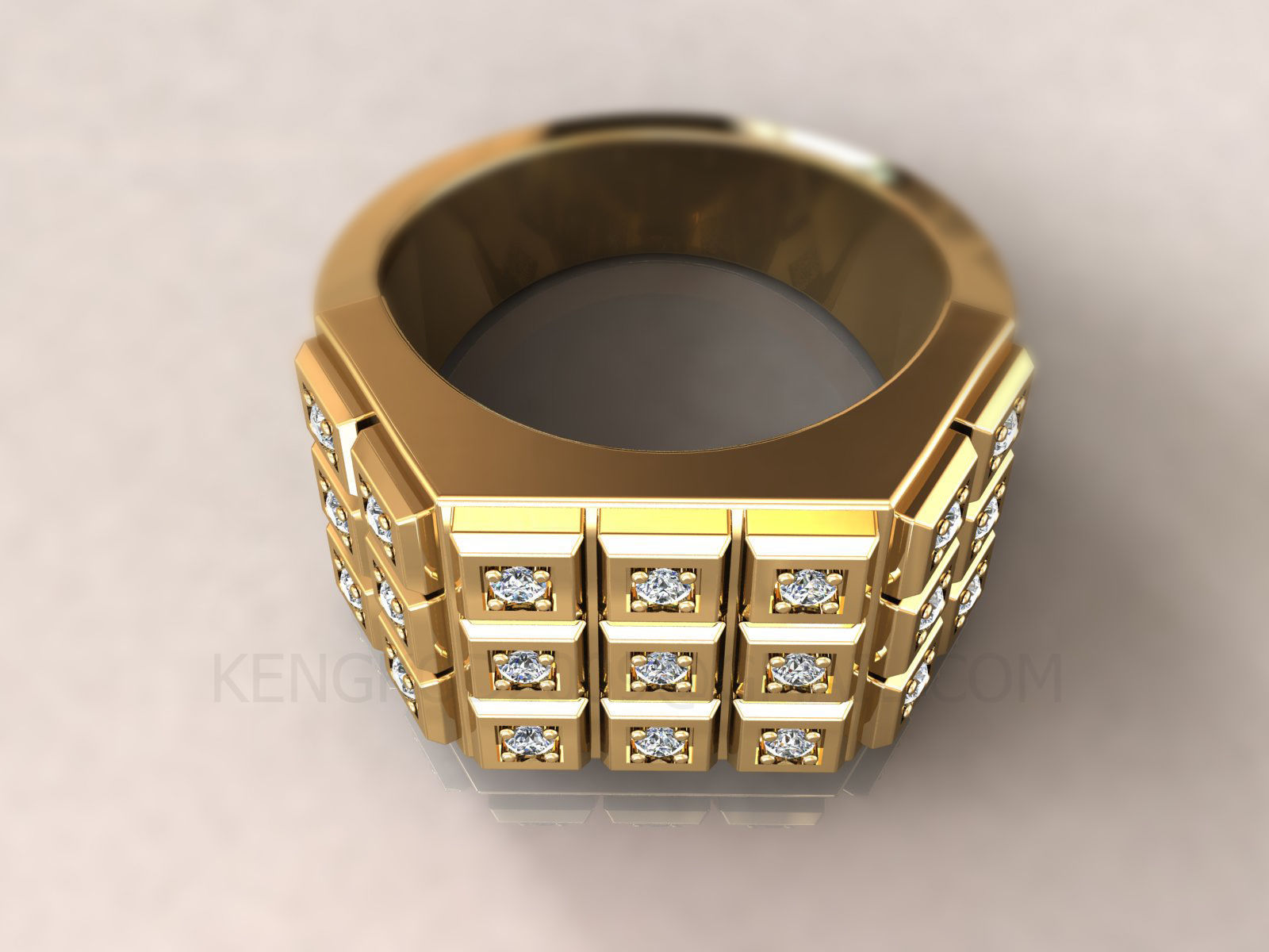 KENGKOD46 cube ring with diamonds 3D print model_3