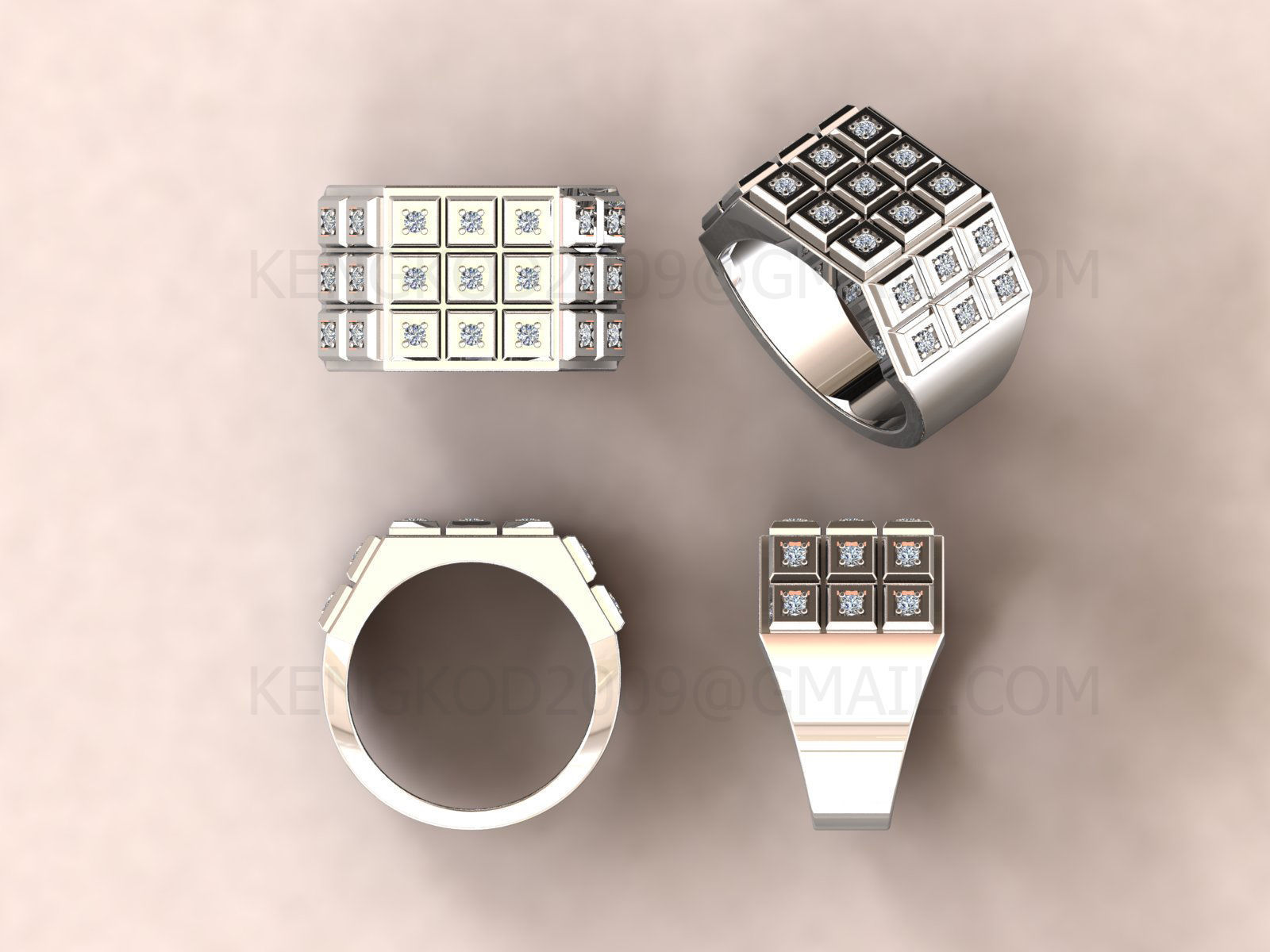 KENGKOD46 cube ring with diamonds 3D print model_8
