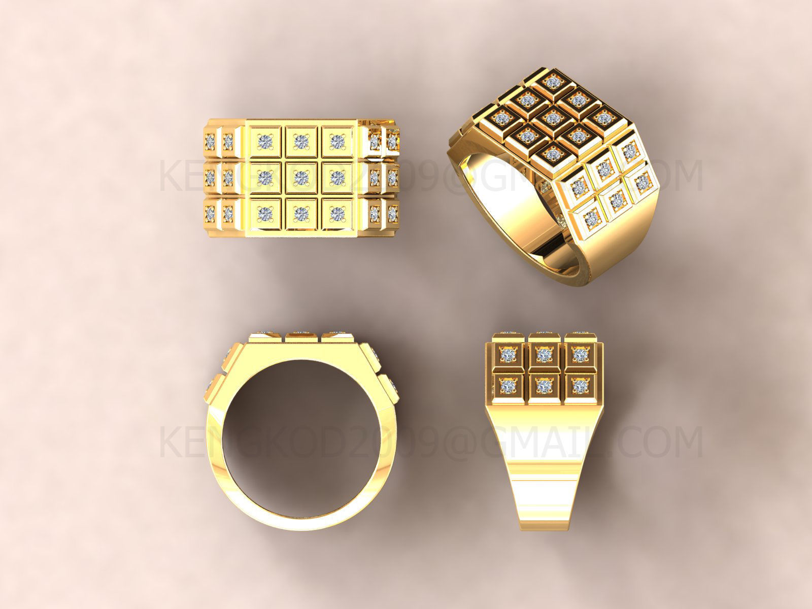 KENGKOD46 cube ring with diamonds 3D print model_5